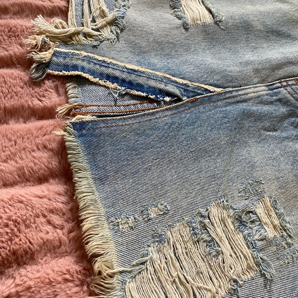 Free People Harvest Bell distressed denim skirt. - Picture 5 of 8